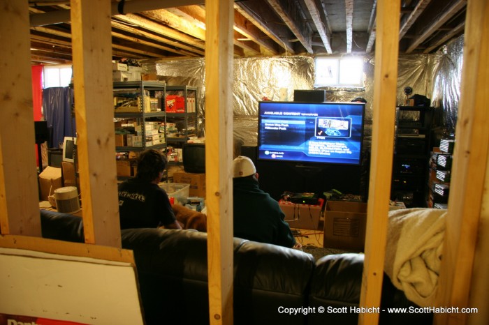 His basement is a work in progress, but that didn't stop us from playing Halo 2....