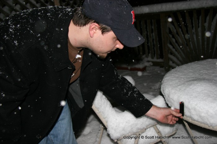 Hangin out at Scott's house in the snow.