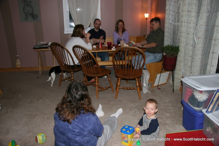 My father's birthday, and we were celebrating at Mathew and Erin's. Check out Taylor the camera hound.