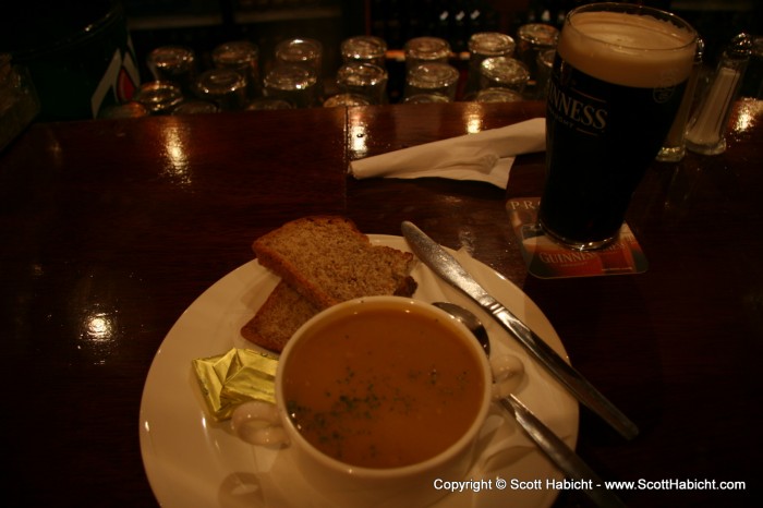 Head to a pub for a hot lunch and a Guinness, that's what.