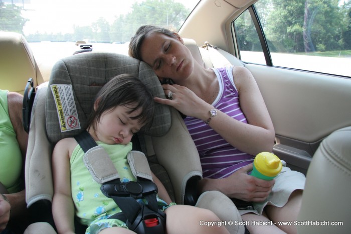 The ride home found these two too worn out to stay awake.