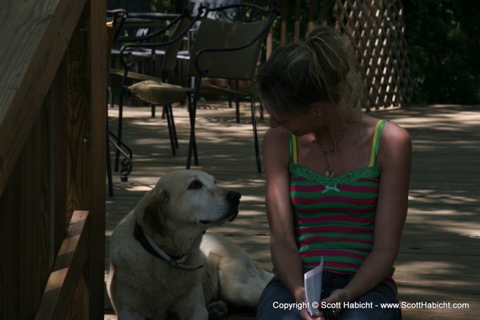 Kelli just loves posing with wine dogs.