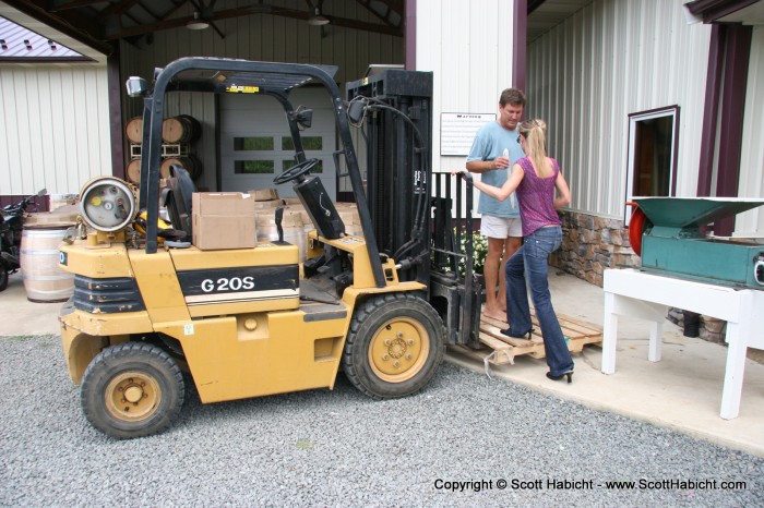 He put Kelli and I on a fork lift....