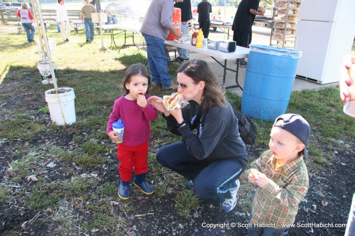 After the hay ride everyone pigged out.