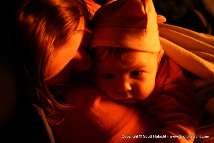 Erin and Amber kept warm.