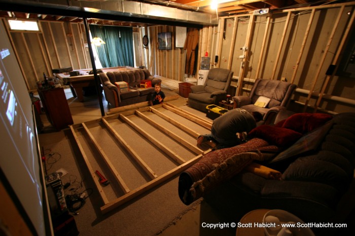 Mathew and Taylor came over to help continue the work on finishing my basement.