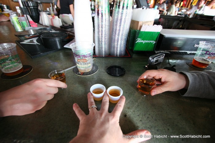 The bartender tried to tell me that the cups in between my fingers were one ounce each.