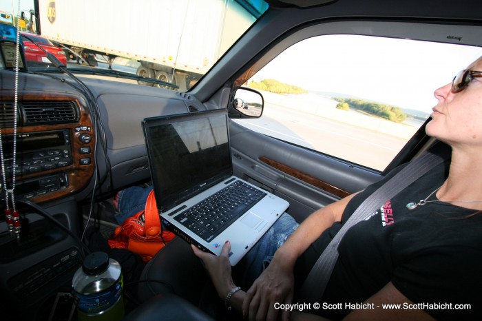 Heading out for the Poconos, Kelli was the navigator.