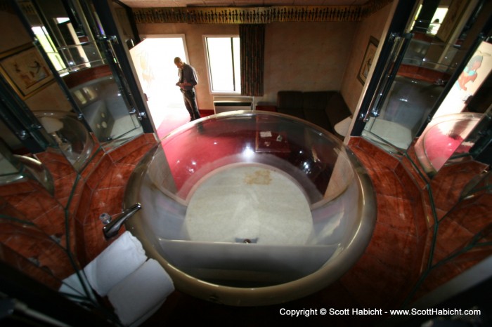 Looking down on the hot tub.