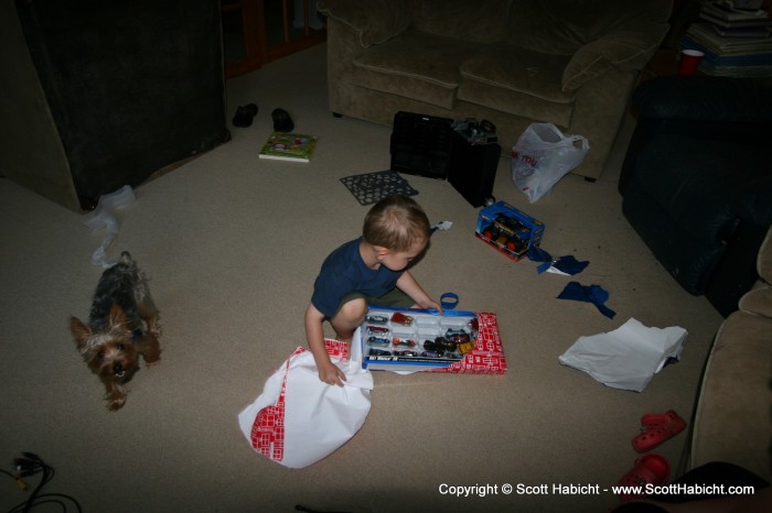 We were in the Poconos for his birthday, so I gave him his presents a week late...