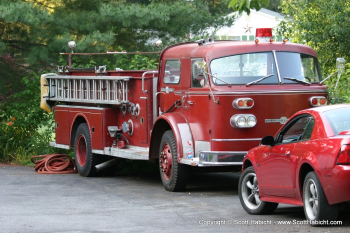 And saw the firetruck his next door neighbor has in his driveway.