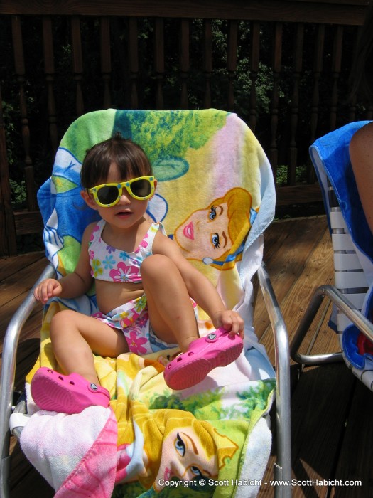 Sophia is too cool for the pool.