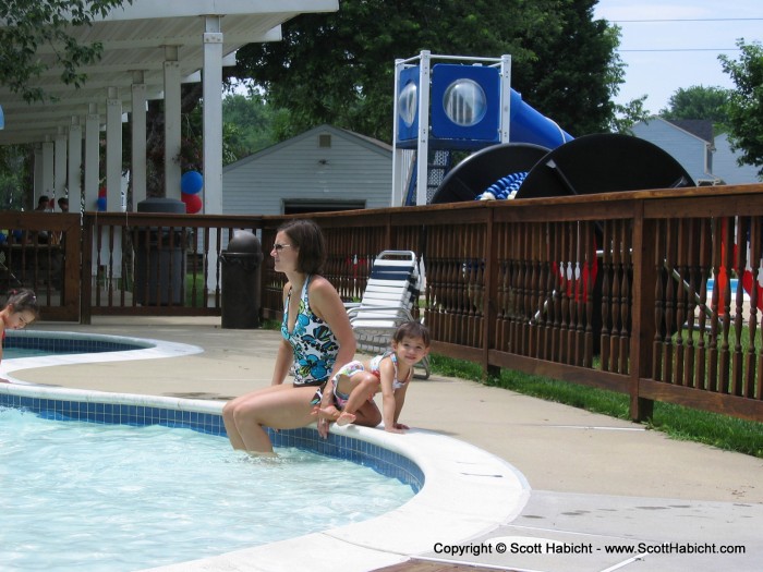 It was early summer so the baby pool was still pretty cold.