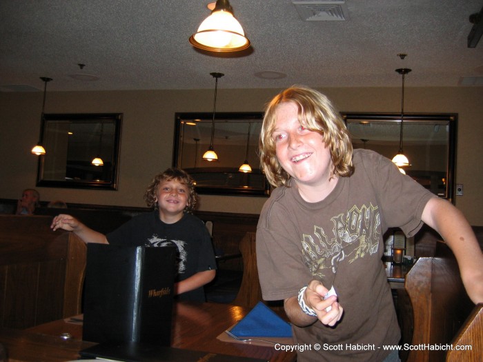 These 2 kids were goofing with them all during dinner.