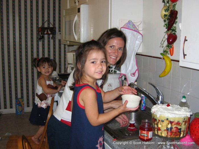 They all made a trifle for 4th of July dessert.