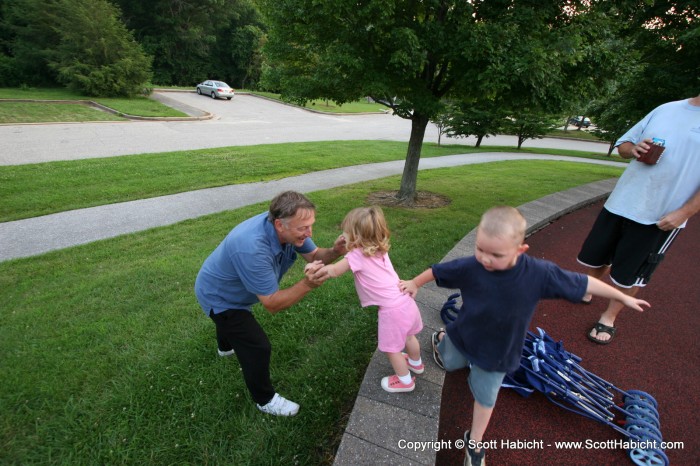 Amber loved jumping off this curb with my father.