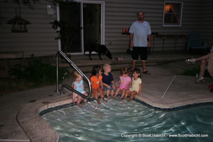 So the kids dipped their feet in Brian's pool.