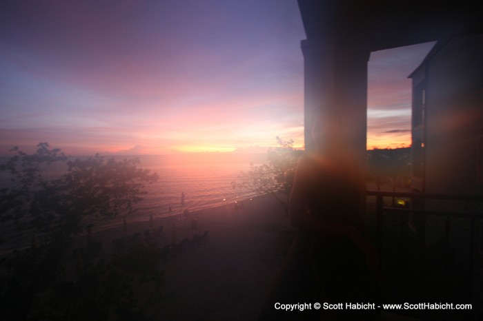 This sunset was gorgeous. The lights on the beach are where couples are enjoying private dinners.