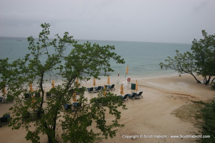 When you travel during hurricane season, you're bound to hit one. Notice the red flag.