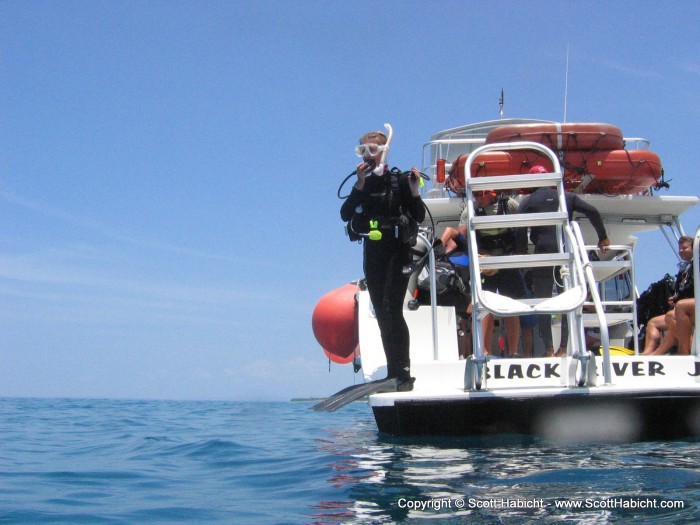 Getting ready to dive off the boat.