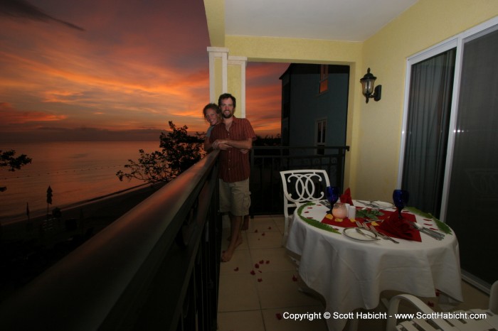 Basil set up a special sunset dinner for us. Check out that sky.