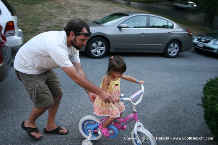 I decided to show Sophia how to ride a bike.