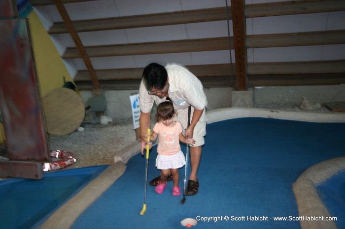 With the weather not so nice, we opted for indoor miniature golf.