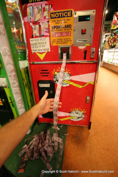 Look at all the tickets!!! The machine made it easy to count them.