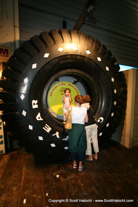 After a shot, Kristi wants to put her kids in this tire.