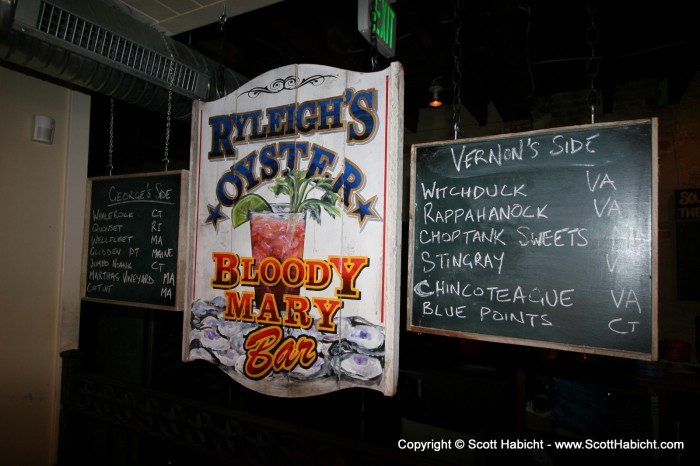 There were oyster stations all over the bar.