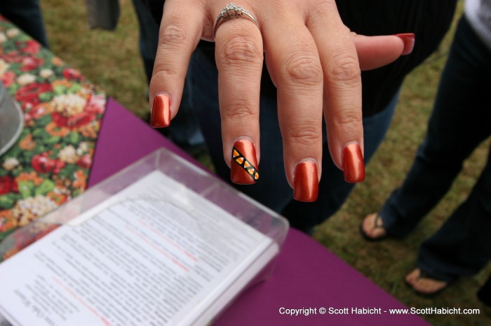 Her nails were in spirit of the season.