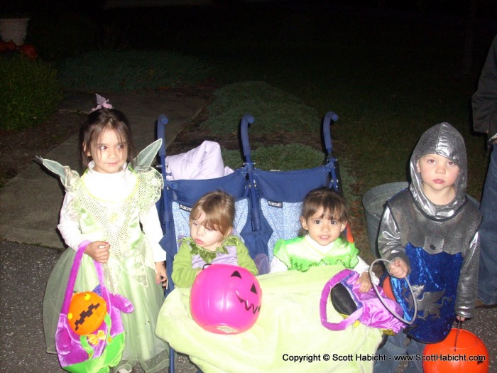 The kids are all set up to go door to door.