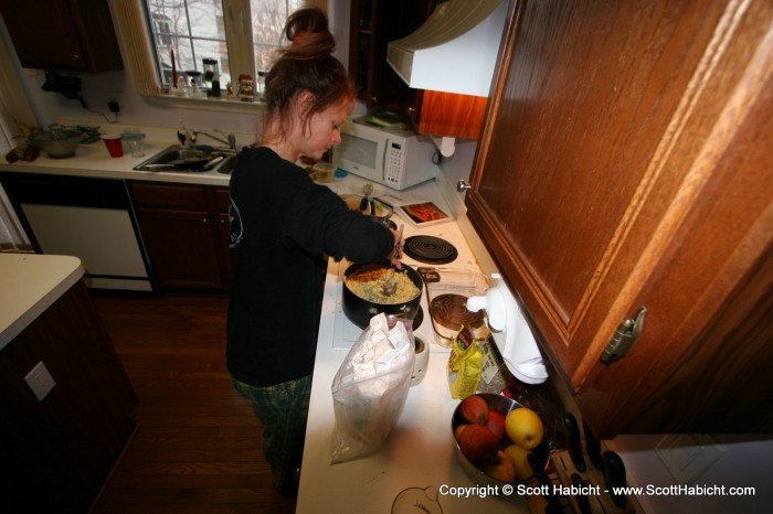 Kelli making something delicious for me.