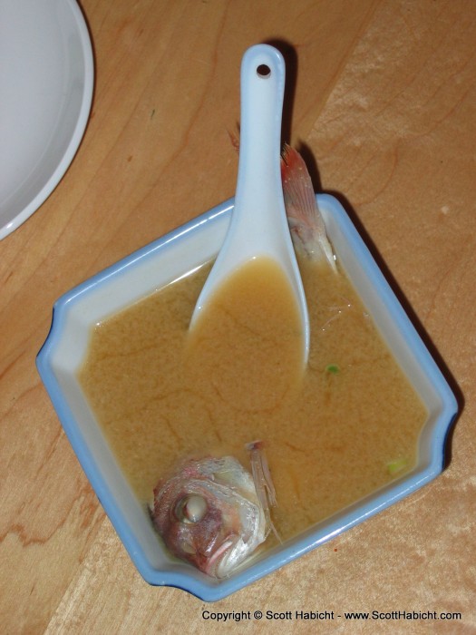 They took the remains of Chris's fish and made a soup.