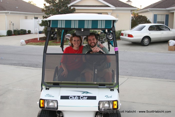 Who would I be if I didn't ask to take his personalized golf cart out for a spin?