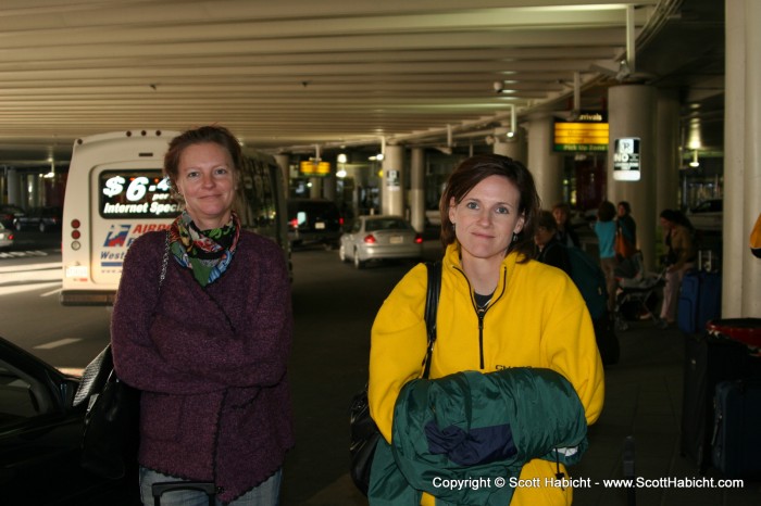 Kelli, happy to be almost home, and Kristi, knowing the quiet break from being a mom was soon to end.