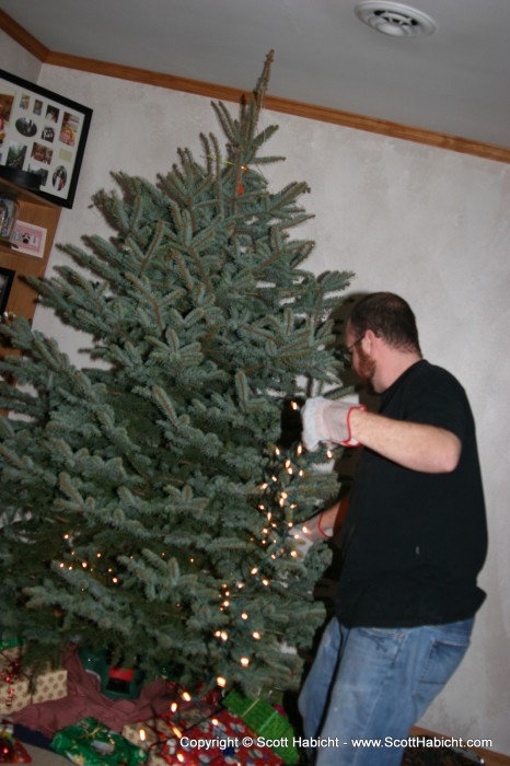 After dinner, Mat trimmed his tree...