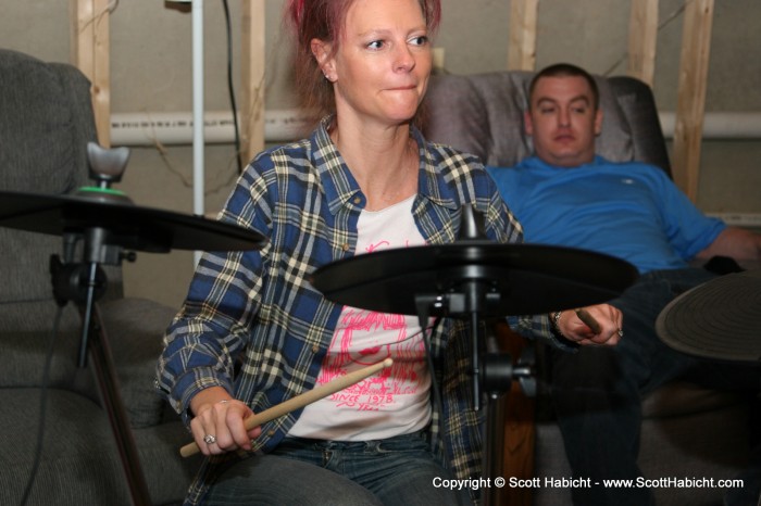 Then Kelli has some fun on the drums.