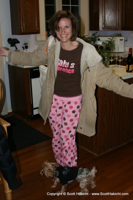 Kristi came over for Oscar night in her pjs.