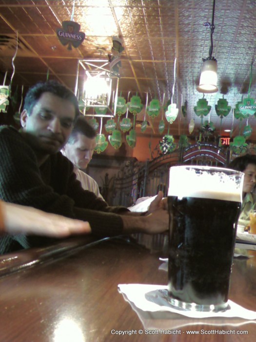 Out to lunch on Saint Patrick's day with my co-workers.