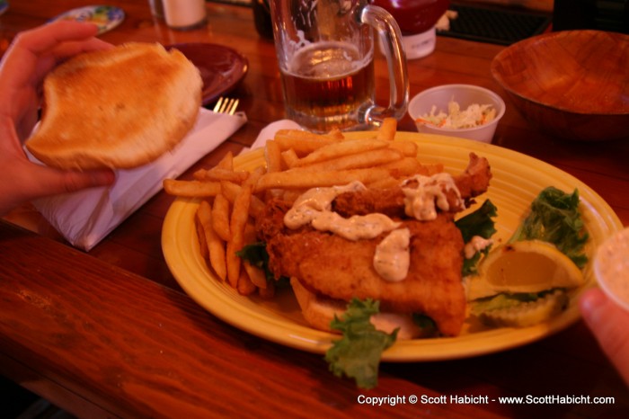 They both elected for the rock fish sandwich.