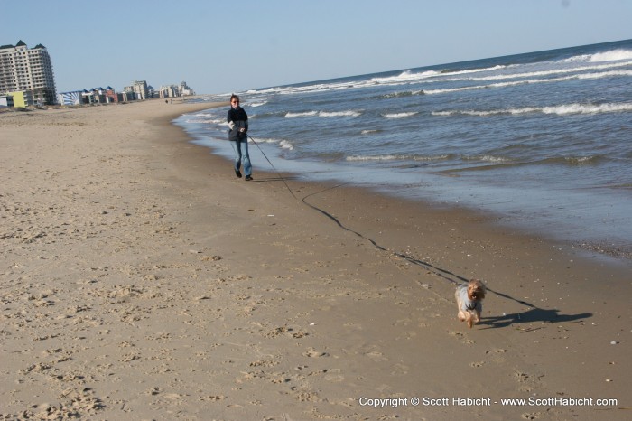 He goes out on a long leash.