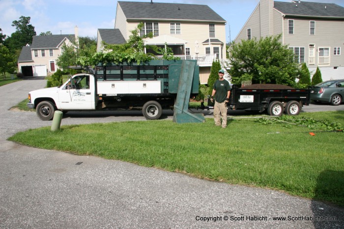 When we got home Matt was working on our yard.