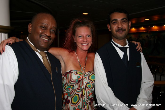 Kelli poses with our waiters...