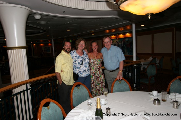 And then we posed with our dinner mates, Dennis and Hazel. They sat with us every night except the one night we dined alone (they don't do formal night).