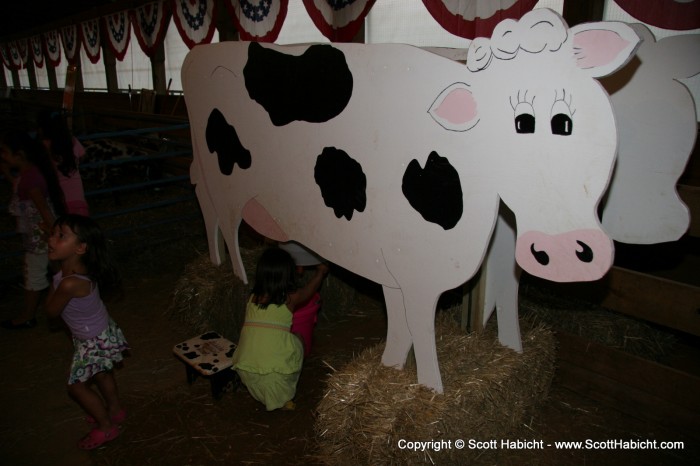 There were lots of hands-on stuff for the kids, like milking a cow.....