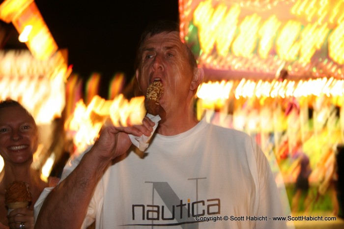 Mike tests how big his mouth is with a banana.....