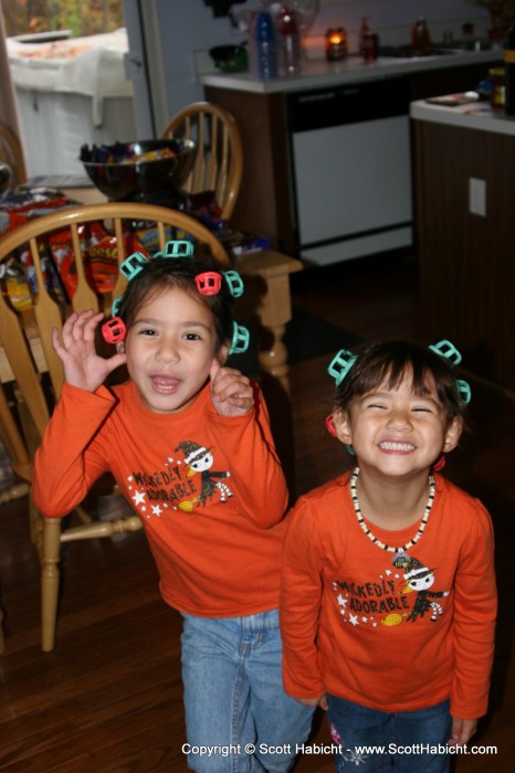 They were going as princesses, so they needed their hair curled.