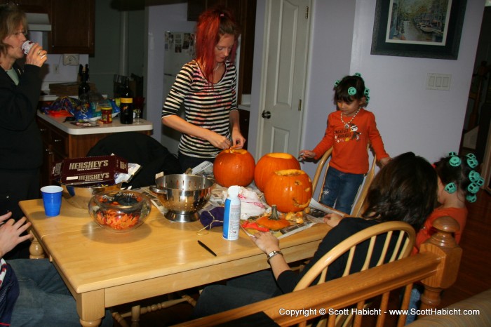 Things tend to get pretty crazy in the kitchen during the pumpkin carving.