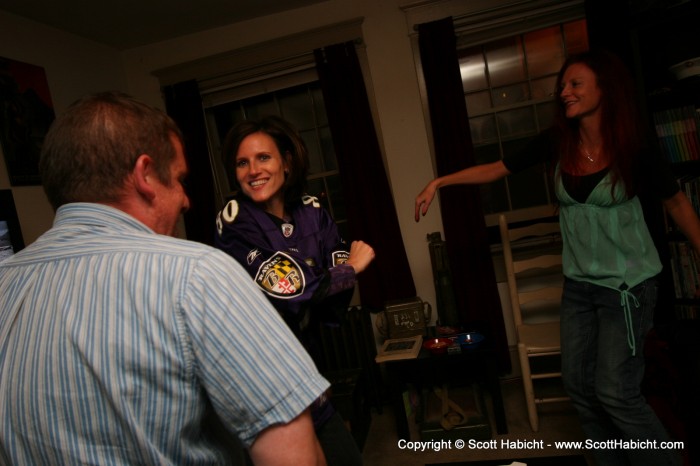 Kristi got cold and had to wear my shirt, which is great for dancing.